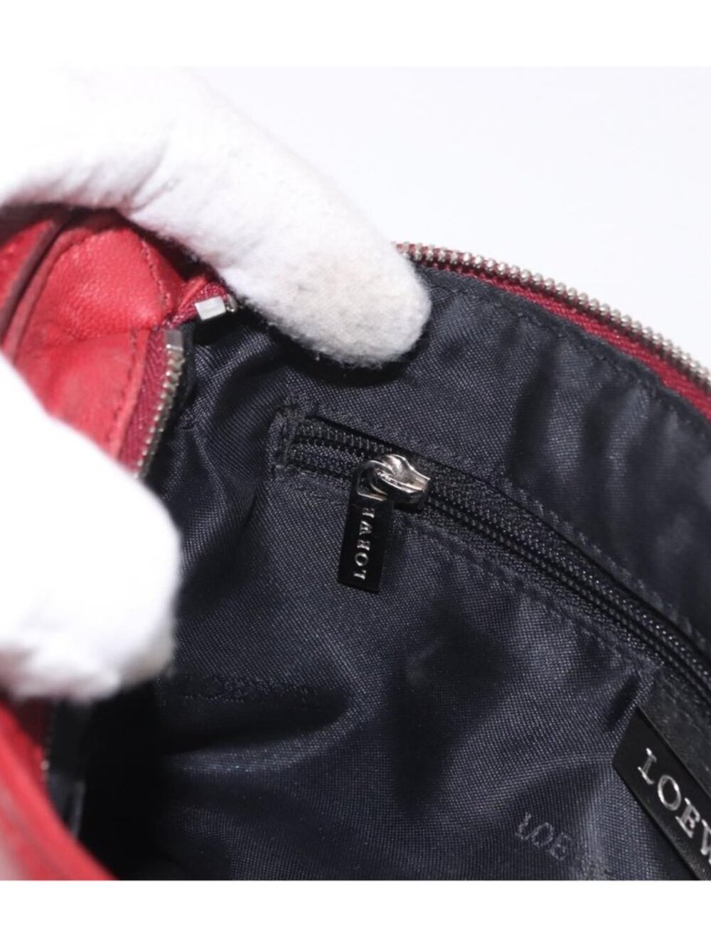 LOEWE Accessory Pouch Leather Red Silver - Picture 15 of 16